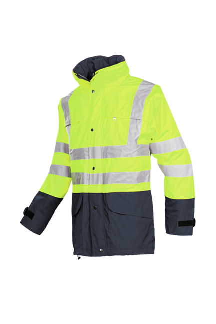 WARNSCHUTZ-PARKA 132Z BRIGHTON LEUCHTGELB/MARINE