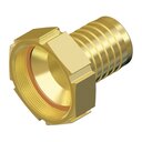Halbe Schlauchverschraubung (2/3 Holländer) Messing blank Nw 32 mm - g 5/4 Zoll IG mit Überwurfmutter Sechskant flachdichtend