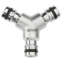 Geka Plus-Y-Abzweigstecker Messing Vernickelt