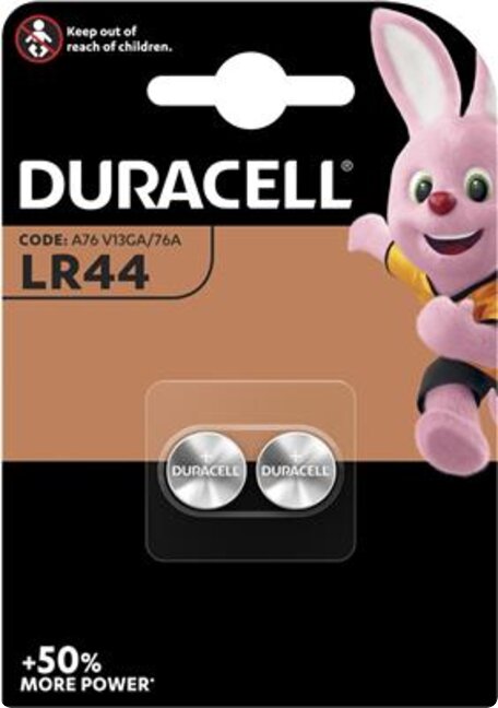 Duracell Knopfzelle LR 44 Alkaline / Blister ZU 2 Stk. / A 76 / KA 76 / V 13 GA