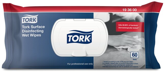 tork Premium desinfektiontücher für oberflächen 193600 60 tücher per Pkg.