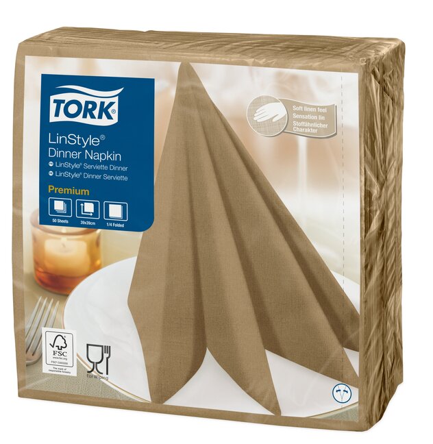 tork linstyle Premium dinnerServiette 478874 39/39 1-Lagig, 1/4 falz bisciut