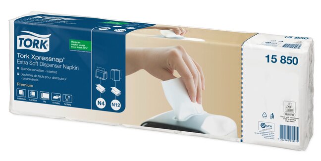TORK PREMIUM SERVIETTE INTERFOLD 15850 HOCHWEIß 2 LAG. 6,5 X 21,6 CM
