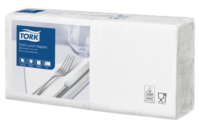 tork soft Lunchserviette 477414 33/33 3-Lagig, 1/4 falz weiß