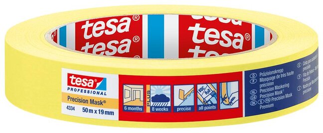 tesa-4334 Zoll Golden-SUN" Krepp-Abdeckband 50 m x 19 mm; bis zu 6 Monate UV-beständig