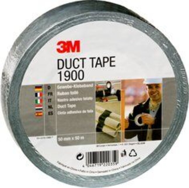 3M 1900 Gewebeklebeband Farbe: schwarz 50 mm x 50 lfm