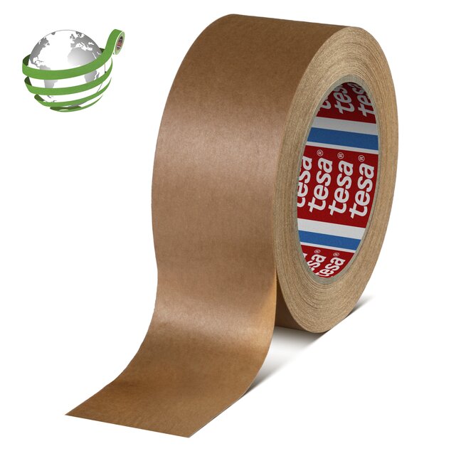 tesa-60408 Biobasiertes Papier-Verpackungsband, 50 m x 50 mm Farbe: braun