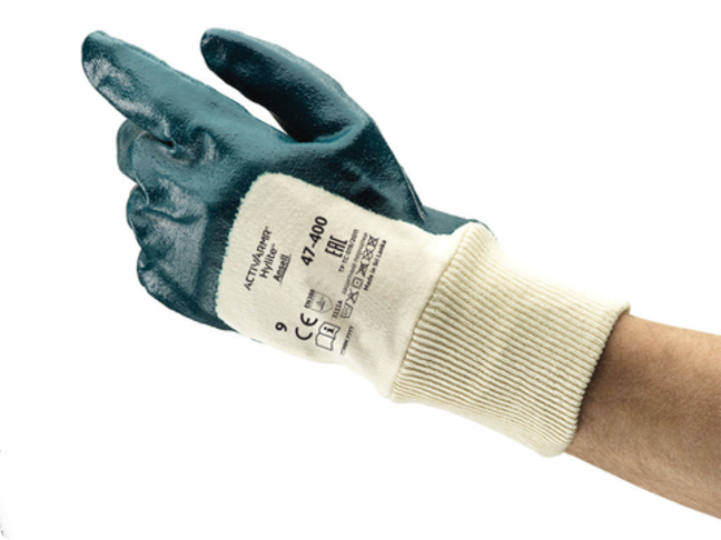 HANDSCHUH HYLITE 47-400, BLAU, MIT STRICKBUND