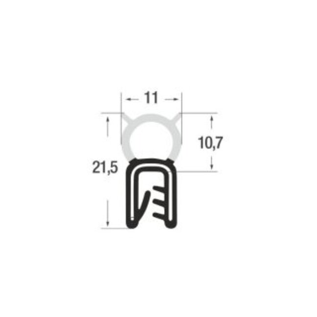 Dichtungsprofil P011010/S Klemmband Edelstahl Klemmbereich 1,0 - 3,0 mm Qualität EPDM schwarz