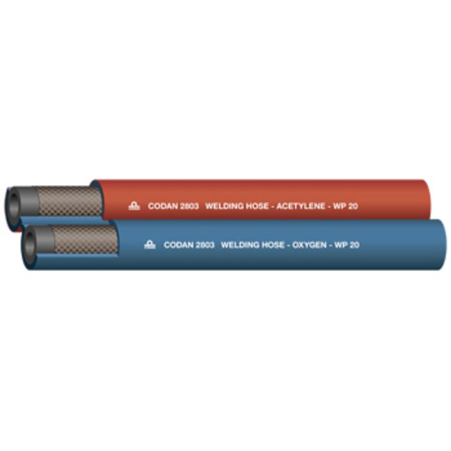 Zwillingsautogenschlauch DIN EN ISO 3812 (vorm. EN 559 / DIN 8541) 6/9 x 16 mm ID Blau 6 mm/rot 9 mm