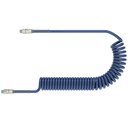 Mody-Spiralschlauch NW 11 x 16 mm R 1/2 Zoll AG 8 m Polyurethan Blau beidseits Drehbare Verschraubung Stahl