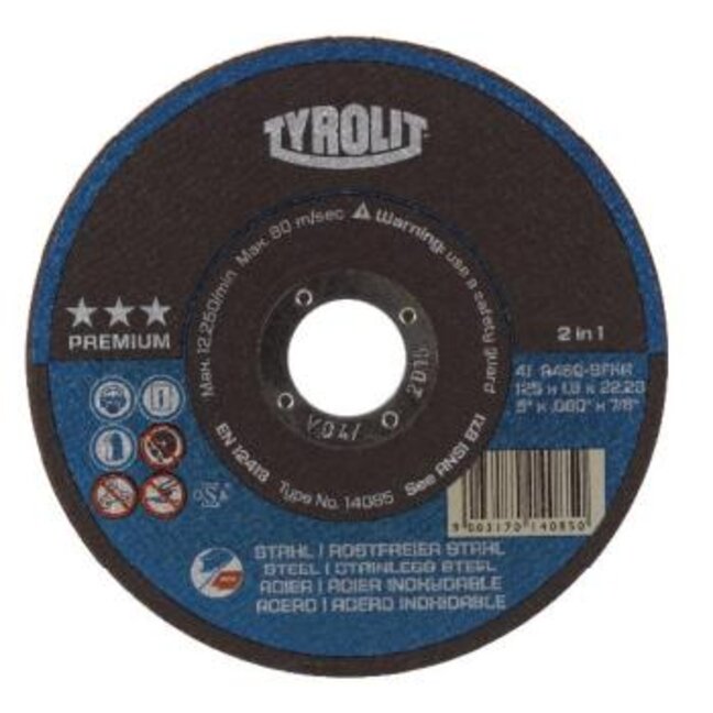 Tyrolit-Trennscheibe 41 - 230 x 1,9 x 22,23 mm Premium*** - Spez.: A46Q-Bfxa Stahl + Inox Typ-NR.: 34332798