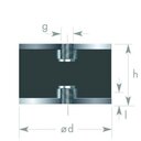 Gummi-Metall-Puffer Typ C, 40x40 M8 55 Shore