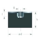 Gummi-Metall-Puffer Typ E, 30x20 M8 55 Shore