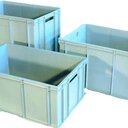 Transportbehälter 43 L, 600 / 400 / 220 mm grau, Boden- u. Seitenwände geschlossen